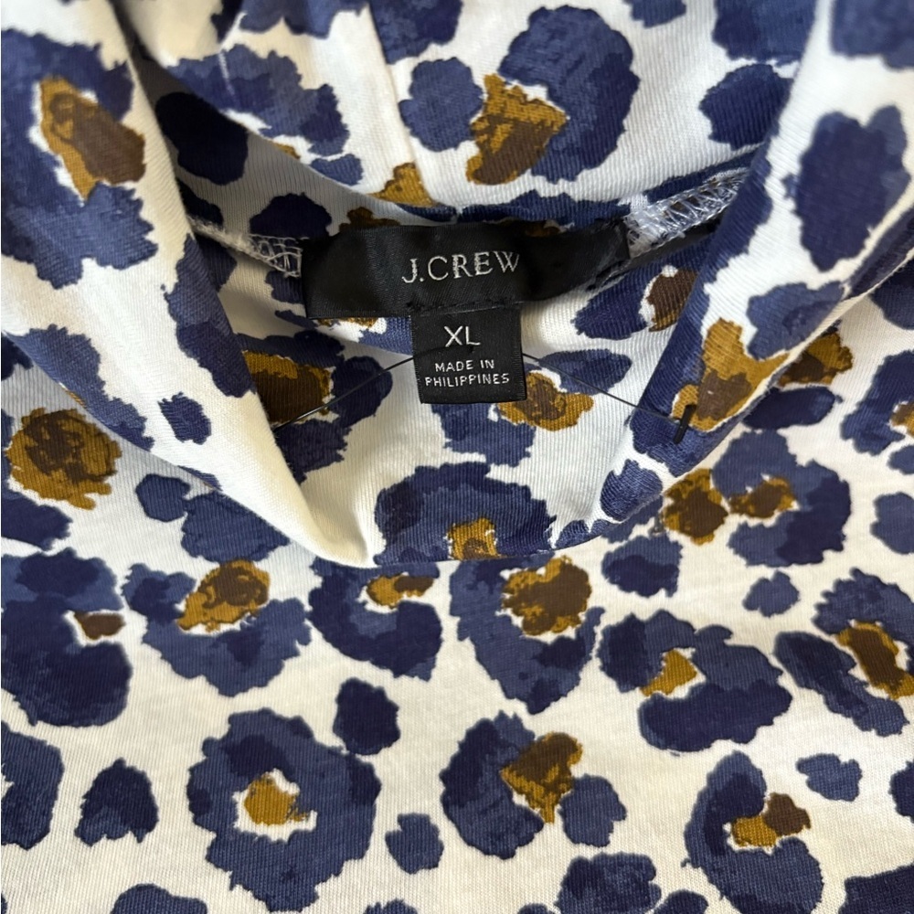 J.Crew Floral Leopard Print Turtleneck Top – XL – 100% Cotton - Picture 8 of 11